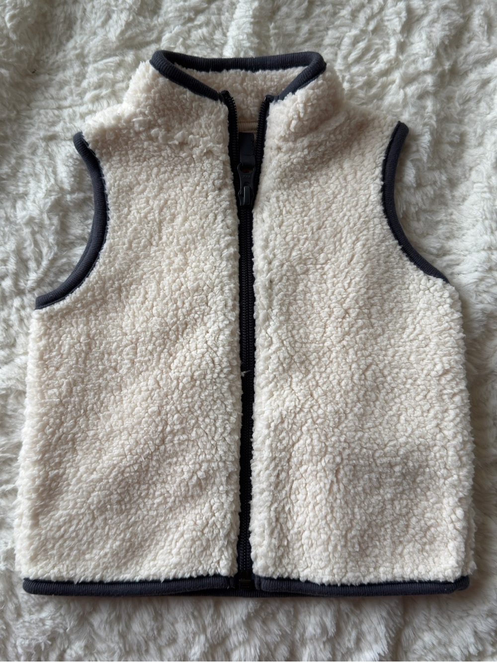 Carter's Cream Sherpa Vest with Black Trim
